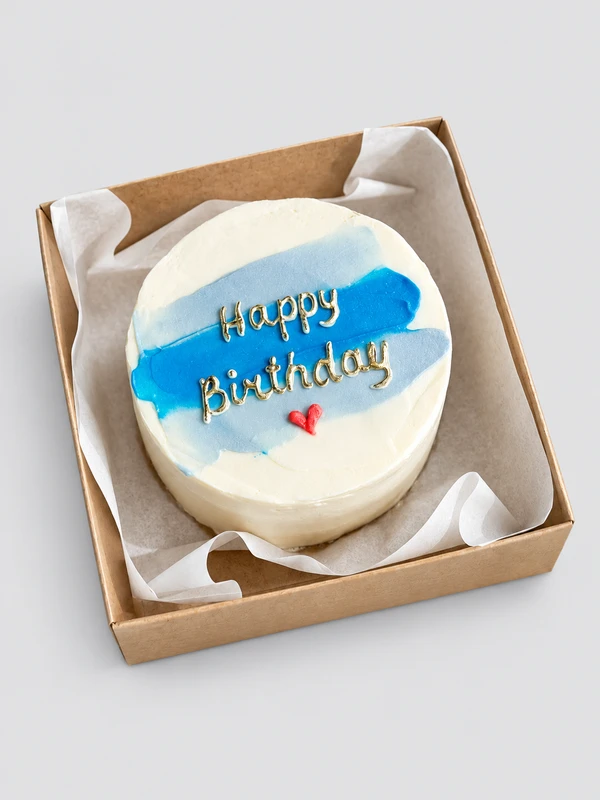 Бенто - торт "Happy Birthday в облаке с сердечком" — Бенто-торт с дизайном как на фото.